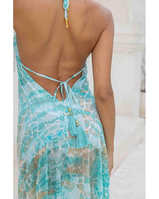 Sophia Alexia Green Aqua Pebbles Silk Ibiza Dress