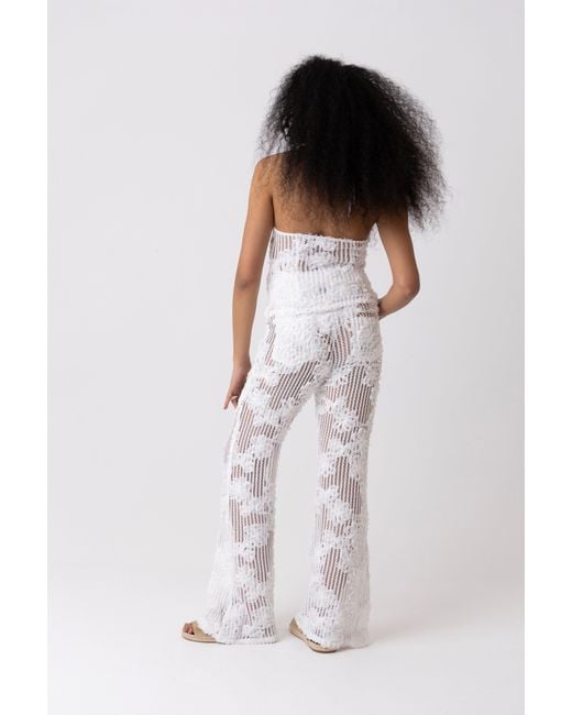 Amy Lynn White Cici Crochet Floral Lace Top