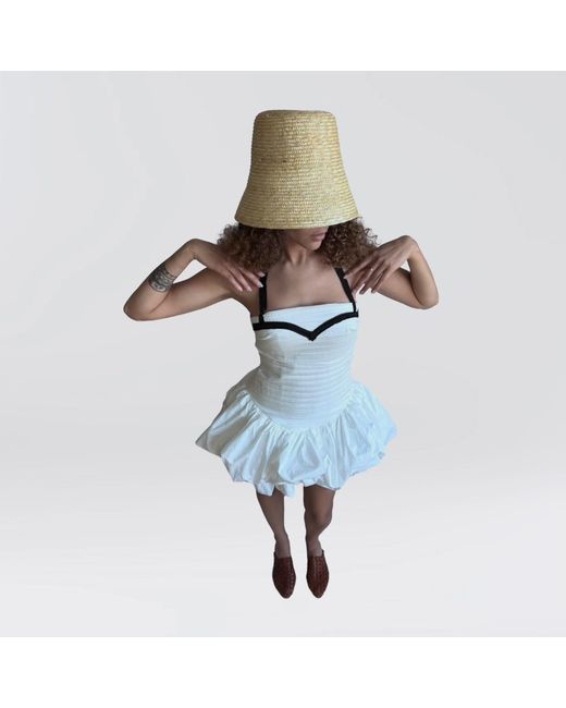 London Atelier Byproduct White Rushed Mini Dress With Corset Top & Application