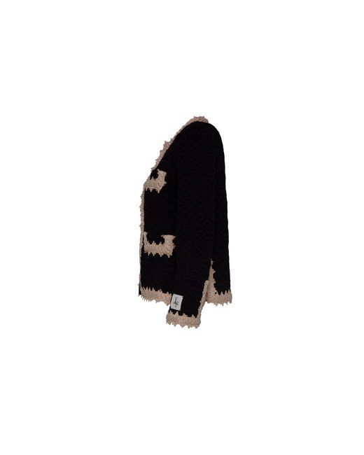 The Extreme Collection Black Neutrals Raised Embroidery Knit Jacket Paola