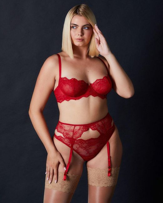 Journelle Red Anais Low Balconette Bra Scarlet