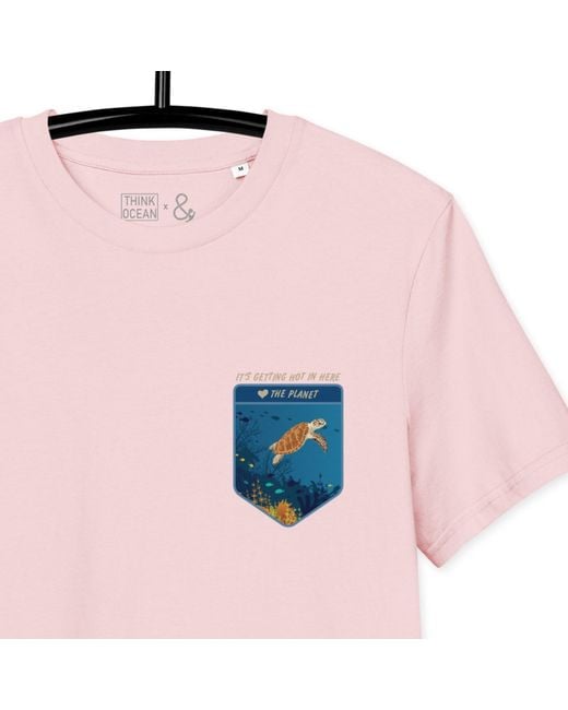 Anchor and Crew Pink Cotton Think Ocean Turtle Love The Planet Organic Cotton T-Shirt