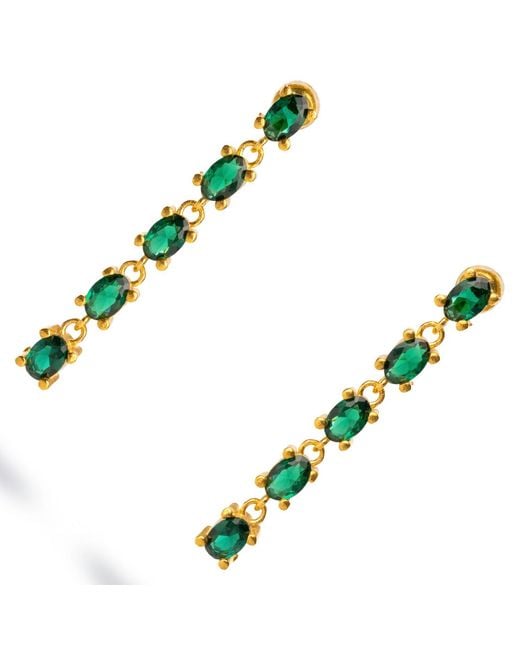 Ebru Jewelry Multicolor Drop Down Emerald Earrings