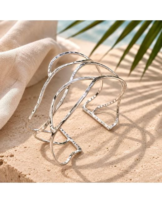 Rare Matters Jewelry Metallic Organic Hammered Wire Cuff Bracelet