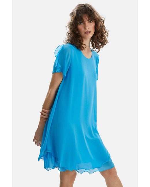 James Lakeland Blue Short Sleeve Wave Hem Dress