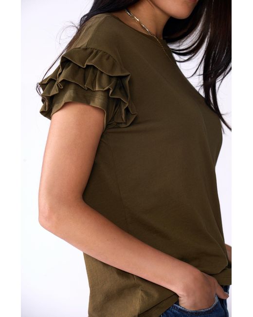 LOVETRUST Green Ella Ruffle Sleeve Tee