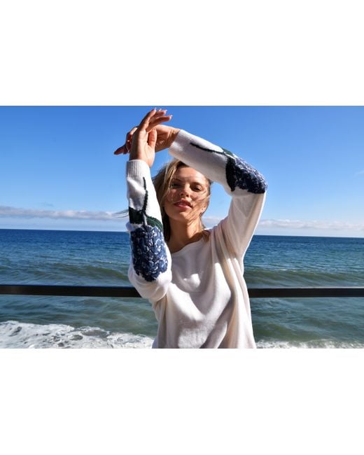 Catnip and Seaweed White Hydrangea Cashmere Sweater
