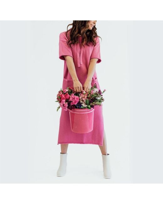 Zenzee Pink Cotton Hoodie Dress