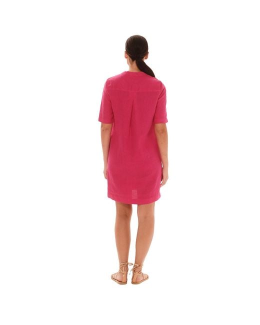 Haris Cotton Natural Neutrals Linen Dress With Notched Neckline Beach Sand