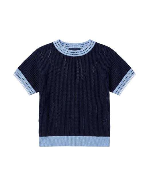 Brodie Cashmere Blue Denim Effect Trim Tee