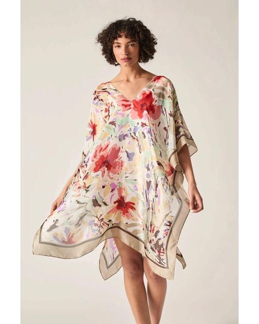 James Lakeland White Floral Mosaic Kaftan
