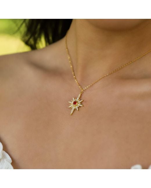 Luna Charles Metallic Heidi North Star Birthstone Necklace Plated July