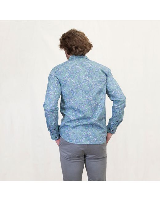 Lords of Harlech Blue Morris Pow Paisley Shirt for men
