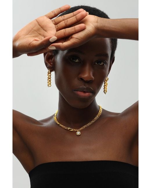 Classicharms Metallic Rhinestone Chain Earrings