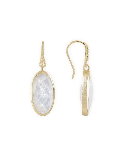 Azuni London Metallic Charis Oval Gemstone Earrings Moonstone