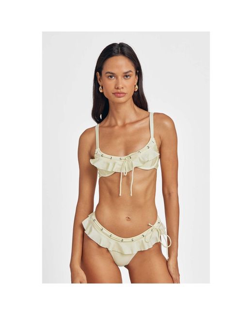 Blackbough Swim Yellow Debi Ruffled Underwire Top Butter