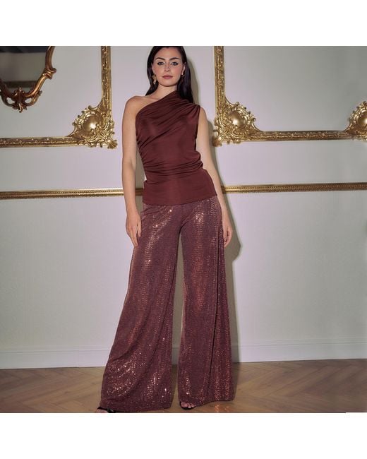 Me & Thee Brown Neutrals Leftfield Copper Sequin Trousers