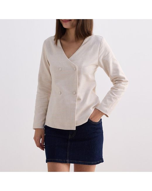 REISTOR White Fitted Cotton Tweed Jacket