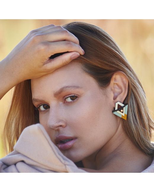 Gissa Bicalho Multicolor Handmade Acrylic Earring Kuntur P / Yellow