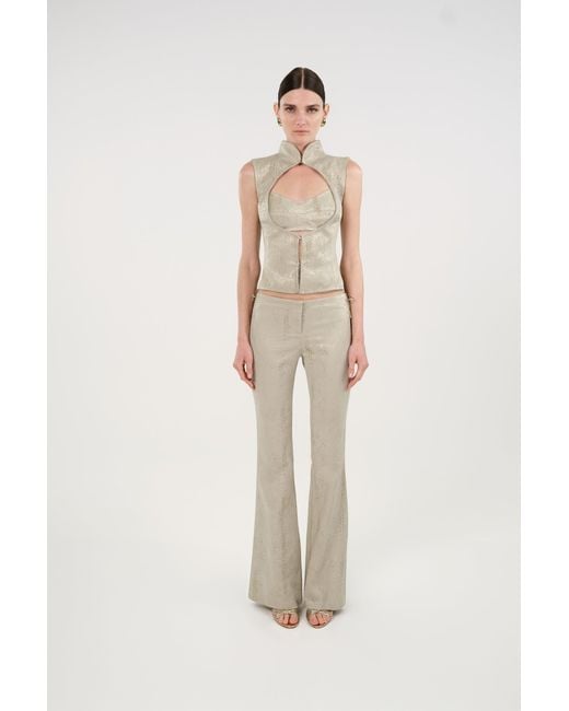 Nocturne White Braid-Trim Bustier Top With Built-In Bra