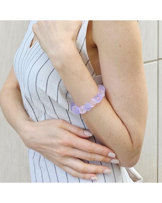 Farra Purple Nugget Amethyst And Rose Quartz Stretchy Bracelet