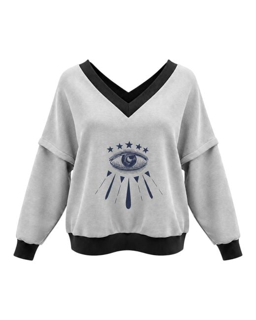 BEIRA Gray Victoria V-Neck Sweatshirt – Starry Eye
