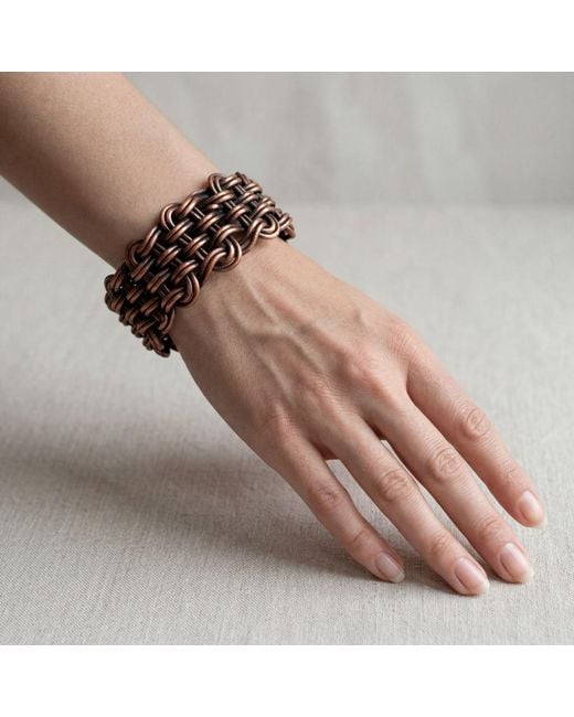 Anatoliacraft Black Handwoven Copper Wide Cuff Bracelet