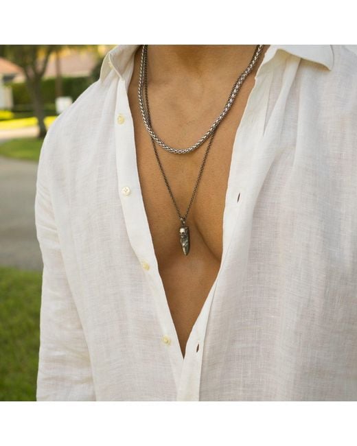 Ebru Jewelry Metallic Skull Fang Sterling Necklace for men