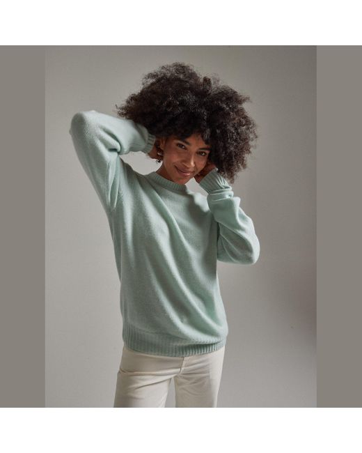 Salts Cashmere Green Lofty Knit Crew Neck Sweater