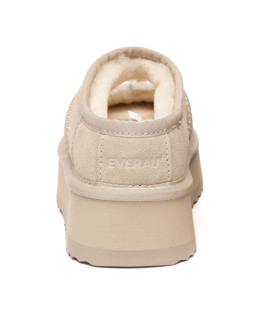 EverAu Australia Natural Neutrals Plumed Ankle Platform Slippers