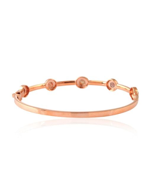 Artisan Pink Rose Ice Diamond & Diamond Halo Bangle Bracelet