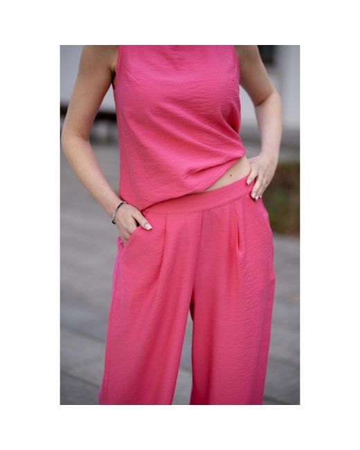 Oh!Zuza Pink Sleeveless Top & Wide-Leg Trousers Set