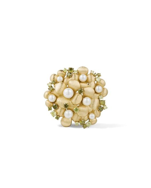 Retro Chic Metallic Garden Blossom Brooch
