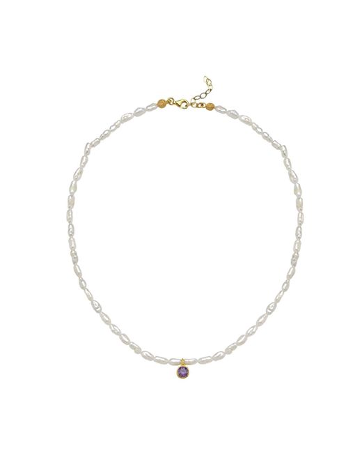 LINYA JEWELLERY Metallic Cosmic Small Pearl Zodiac Necklace Birthstone