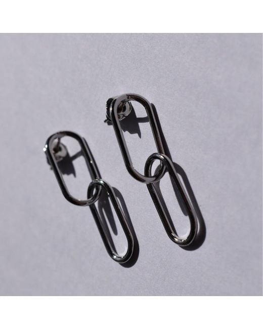 FV Jewellery White Steel Me Paperclip Chain Earrings