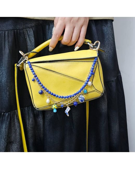 Farra Blue Lapis With Mushroom And Boots Double Layers Chain Bag Charm