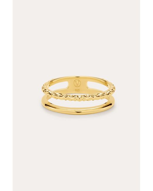 Vanhi Metallic Molten Double Band Ring