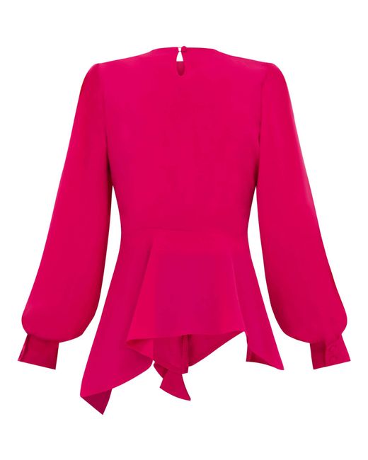 Tia Dorraine Red Dress To Impress Asymmetric Drape Blouse