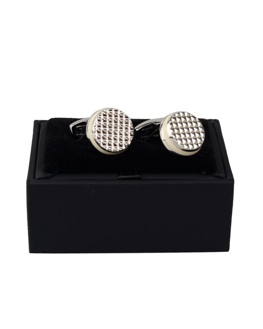 DAVID WEJ Metallic Round Gem Cufflinks for men