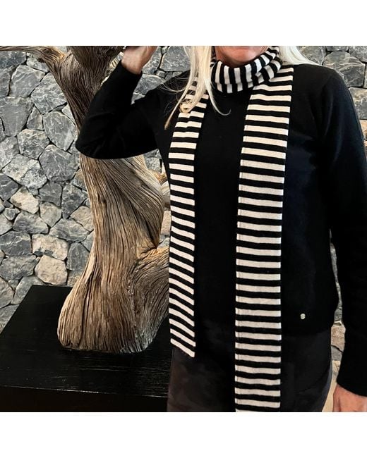 tirillm Green Pippi Long Trendy Pure Cashmere Scarf, And Off Stripes