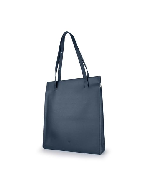 godi. Blue Handmade Adjustable Leather Tote Bag for men