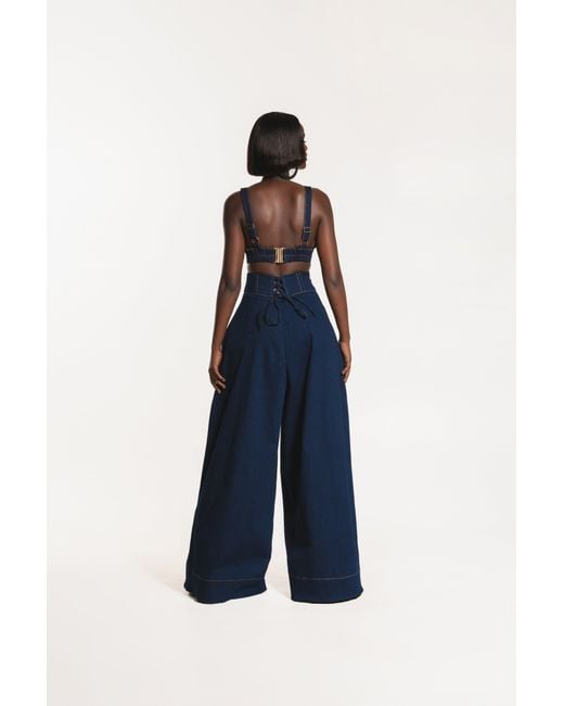 Ofuure Blue Kiara Denim Wide Leg Pants