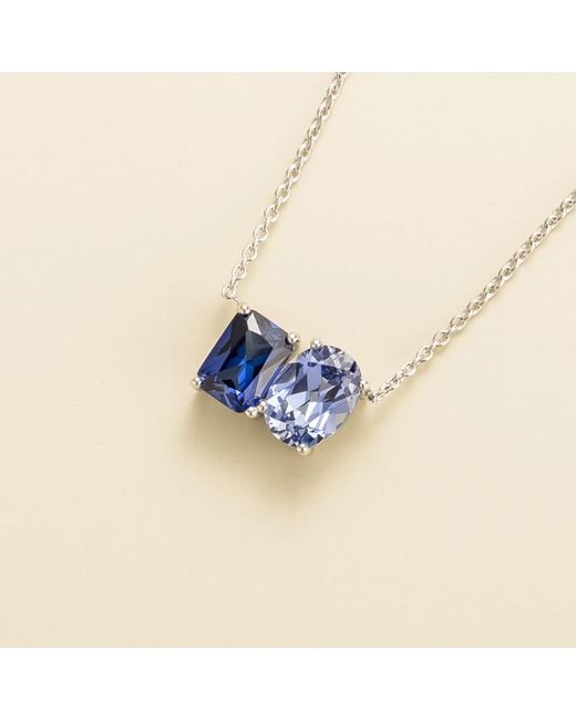 Juvetti Blue Buchon Necklace Set With Sapphire