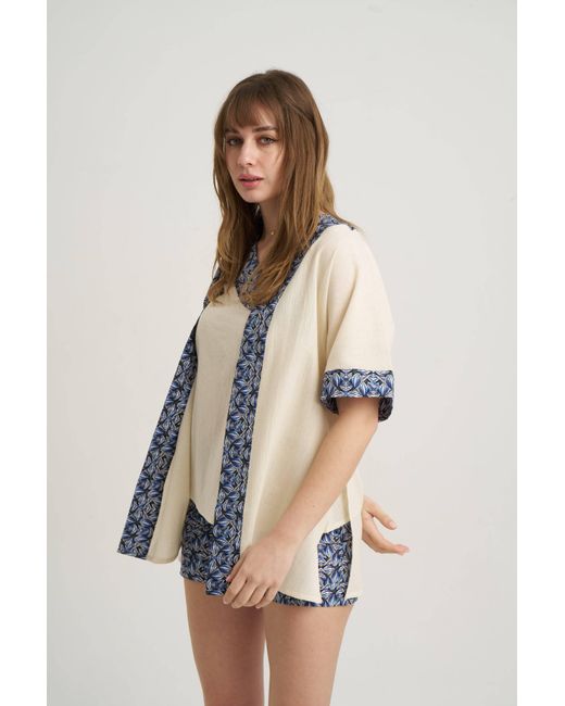 Unexpectedone Blue Mystery Set Natural Fabric Kimono