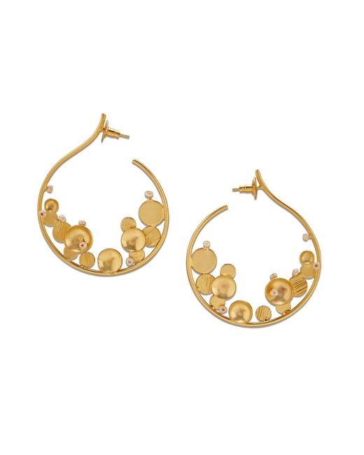 Dhwani Bansal Metallic Aero Hoop Earrings With Freshwater Pearls