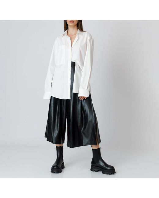 LIA ARAM Black Wrap Eco Leather Cropped Trousers