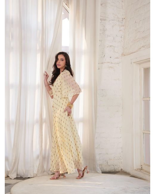 Rose & Nancy Natural Neutrals Talia Lemon Sparkle Maxi Dress