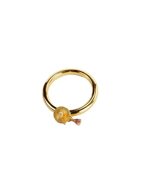 NASI SILVER Metallic Wobbling Shroom Dangling Ring- Tourmaline