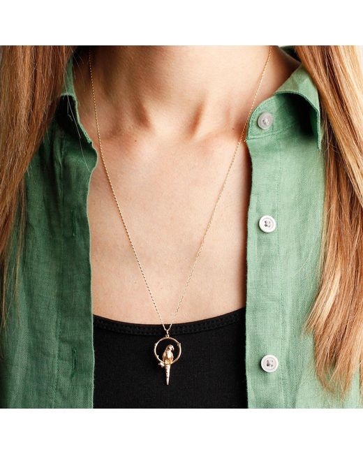 Lee Renee Metallic Parakeet Necklace – Large, Upright