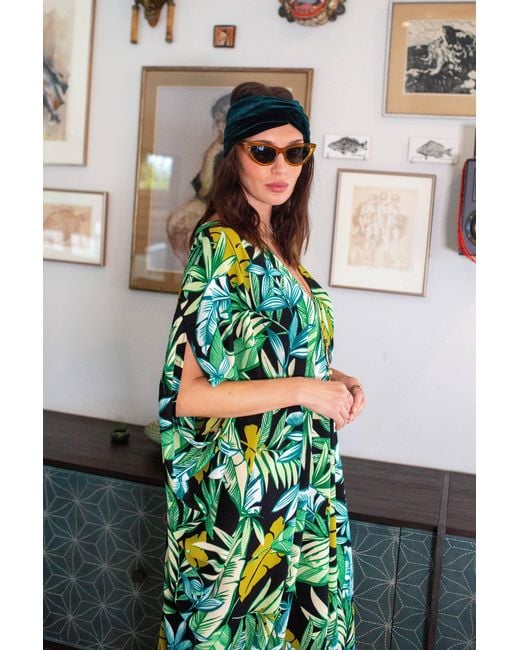 Jennafer Grace Green Canopy Noir Caftan